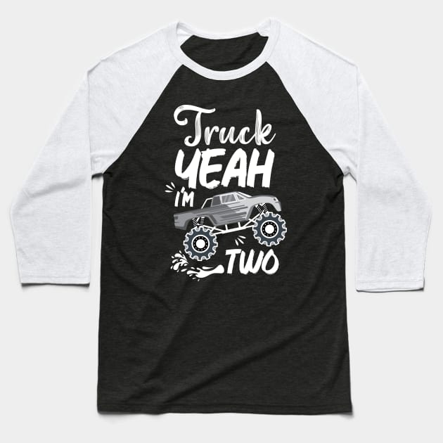 Kids 2nd Birthday Truck Yeah I'm Two, Funny Joke Baseball T-Shirt by chidadesign